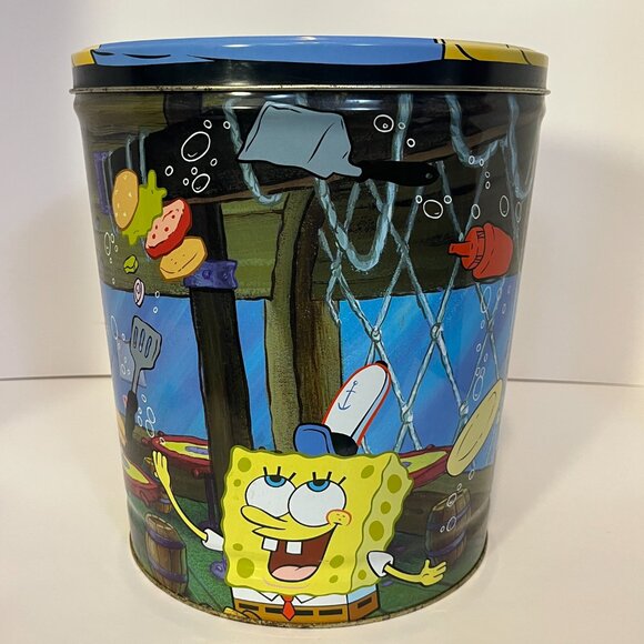 SpongeBob Doritos Chip Tin With Lid Viacom 2004 Vintage Large Metal Can 11.5"x10 - Picture 9 of 15